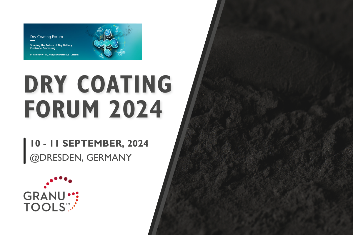 banner of Granutools to share that Granutools will attend Dry Coating Forum 2024 from September 10 to 11 in Dresden, Germany